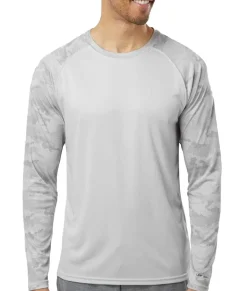 Men'S Cayman Performance Upf Camo Colorblock Long Sleeve T-Shirt