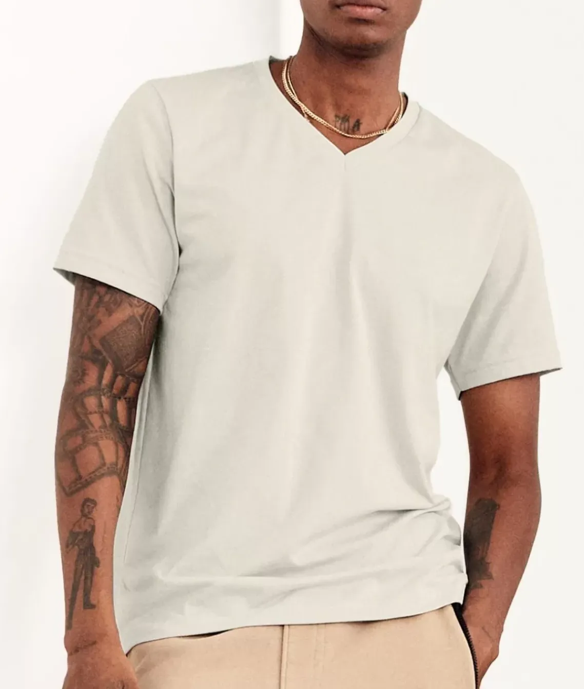 Men'S Classic Cotton Short Sleeve V-Neck T-Shirt