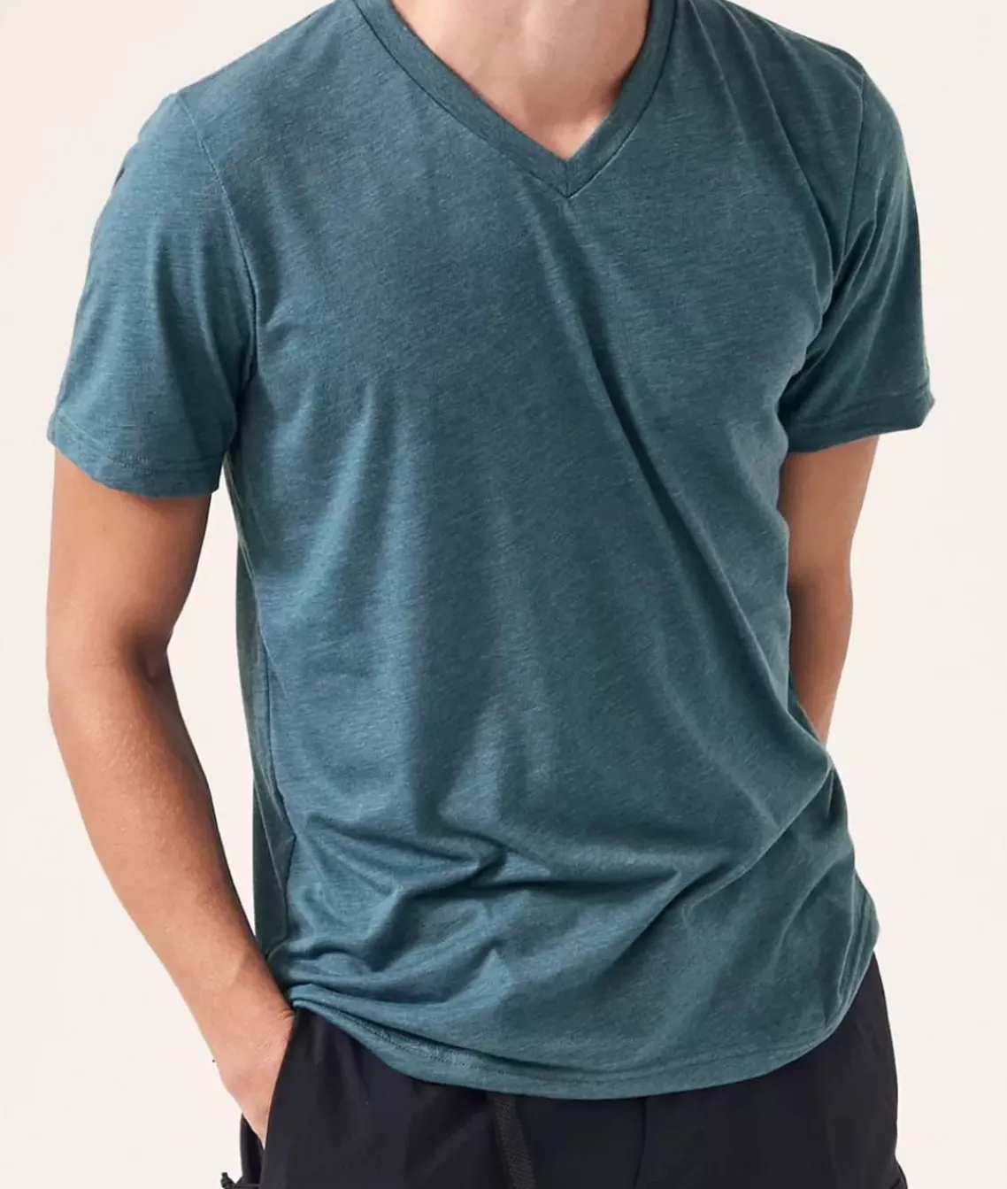 Men'S Classic Soft Heathered Short Sleeve V-Neck T-Shirt
