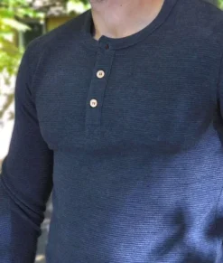 Men'S Long Sleeve Ottoman Rib Knit Henley Shirt/Discontinued