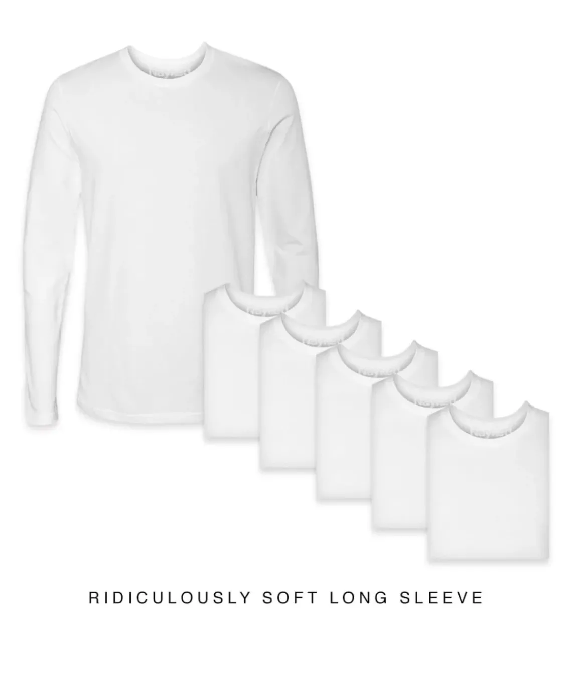 Men'S 6Pk Ridiculously Soft Long Sleeve 100% Cotton T-Shirt