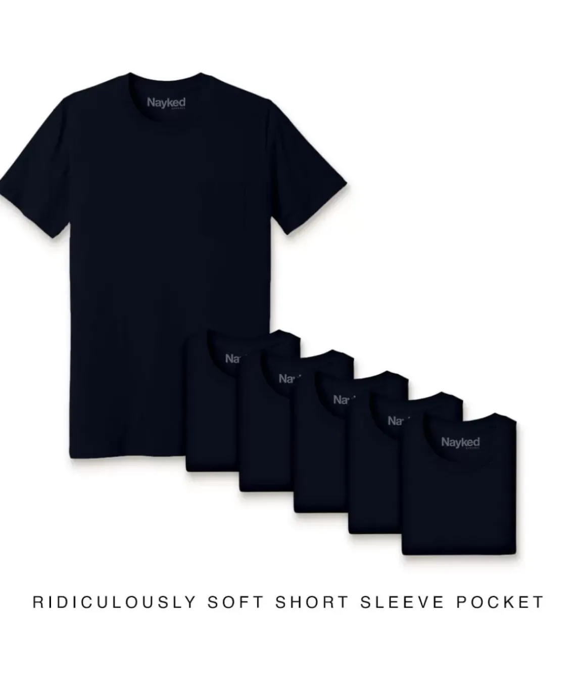 Men'S 6Pk Ridiculously Soft 100% Cotton Pocket T-Shirt