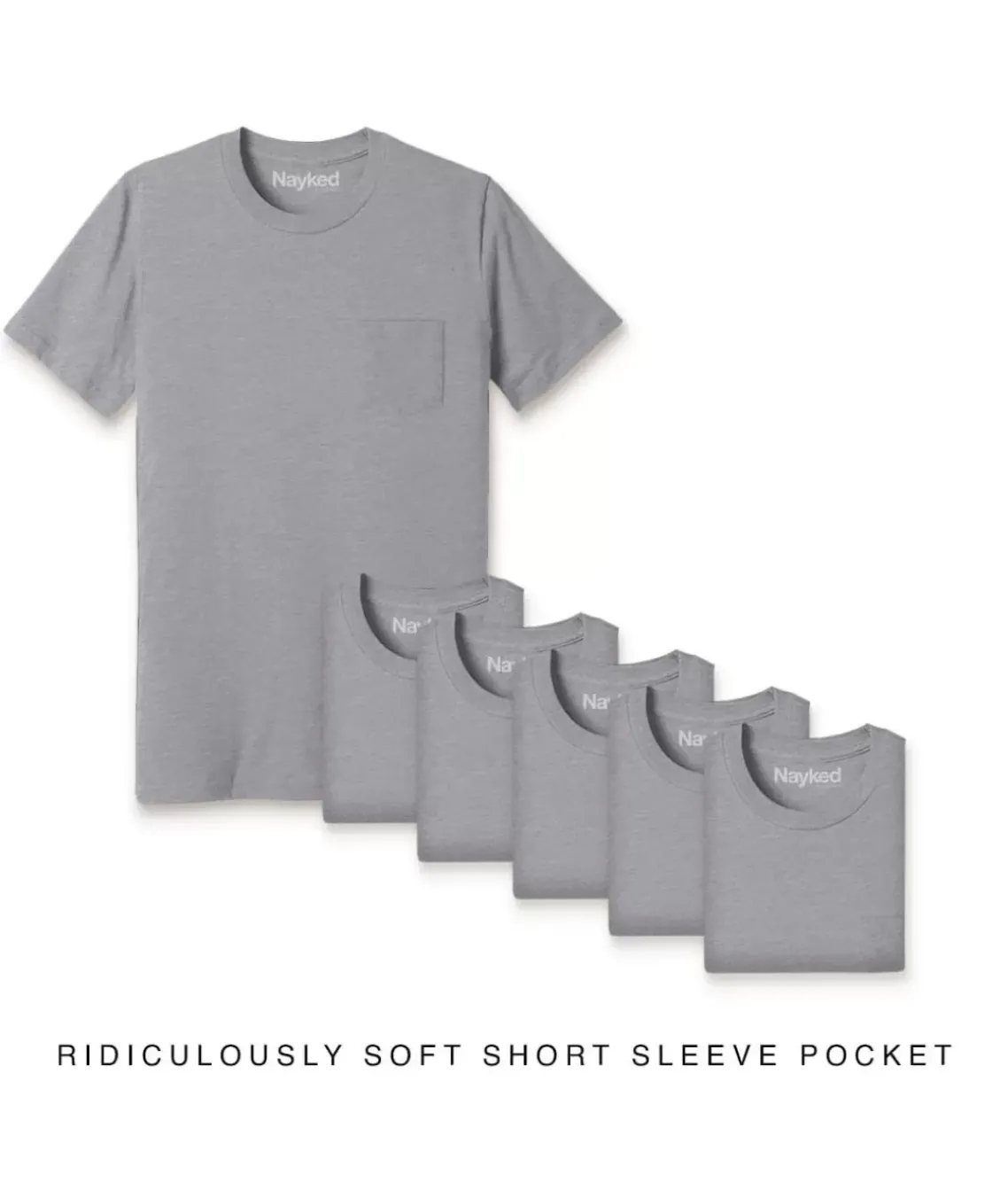 Men'S 6Pk Ridiculously Soft 100% Cotton Pocket T-Shirt