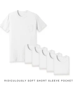 Men'S 6Pk Ridiculously Soft 100% Cotton Pocket T-Shirt