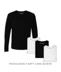 Men'S 4Pk Ridiculously Soft Long Sleeve 100% Cotton T-Shirt