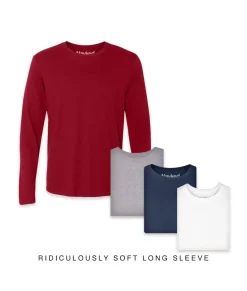Men'S 4Pk Ridiculously Soft Long Sleeve 100% Cotton T-Shirt