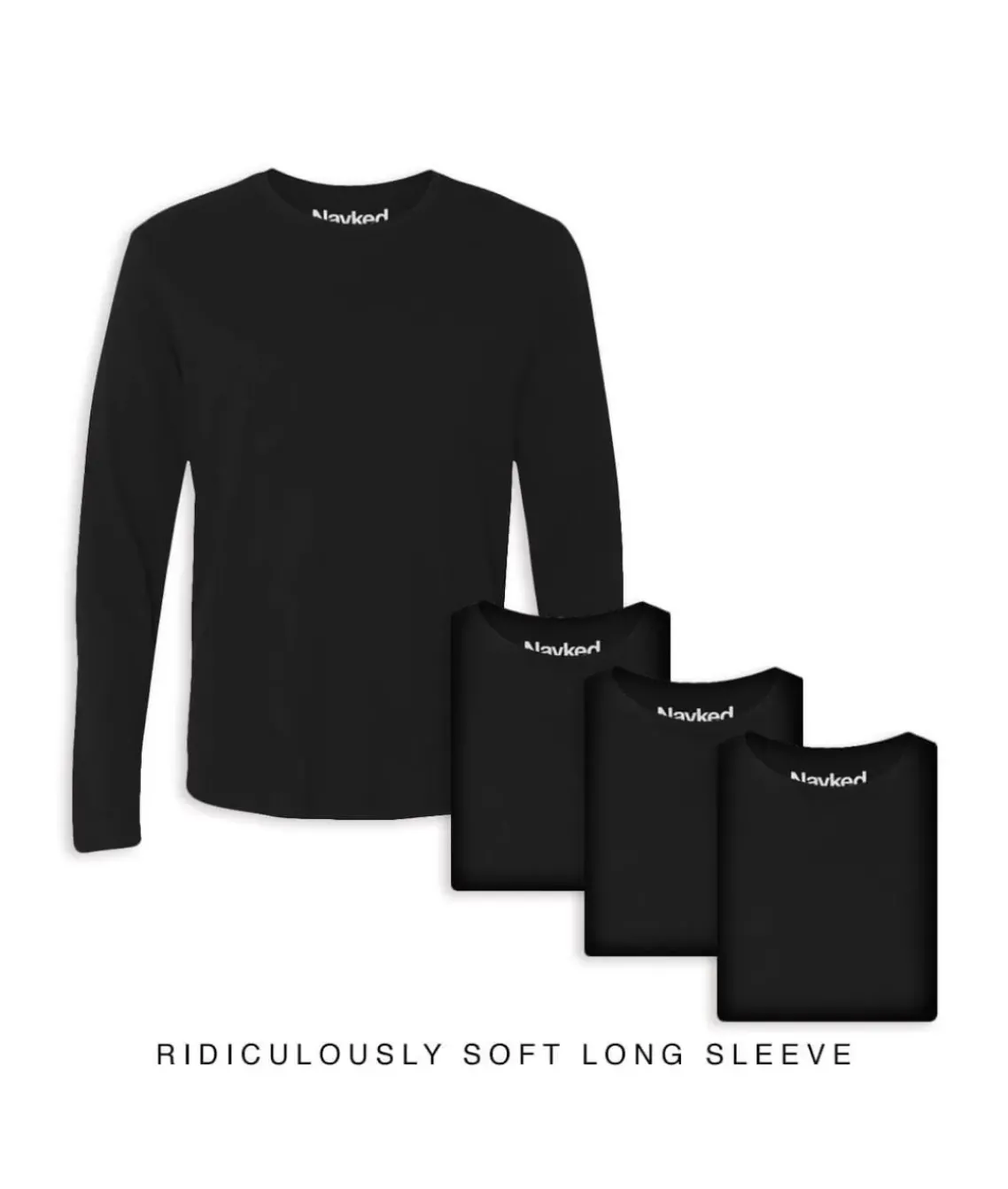 Men'S 4Pk Ridiculously Soft Long Sleeve 100% Cotton T-Shirt