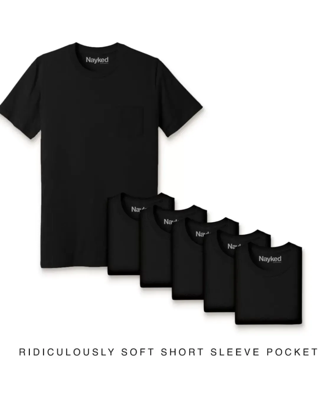 Men'S 6Pk Ridiculously Soft 100% Cotton Pocket T-Shirt