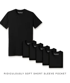 Men'S 6Pk Ridiculously Soft 100% Cotton Pocket T-Shirt