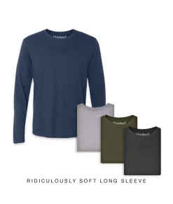 Men'S 4Pk Ridiculously Soft Long Sleeve 100% Cotton T-Shirt