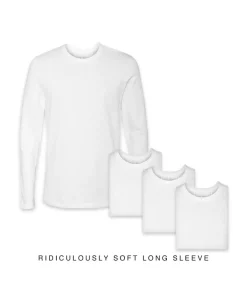 Men'S 4Pk Ridiculously Soft Long Sleeve 100% Cotton T-Shirt