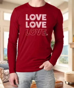 Men'S Ridiculously Soft Cotton Long Sleeve Graphic Tee | Love Love Love