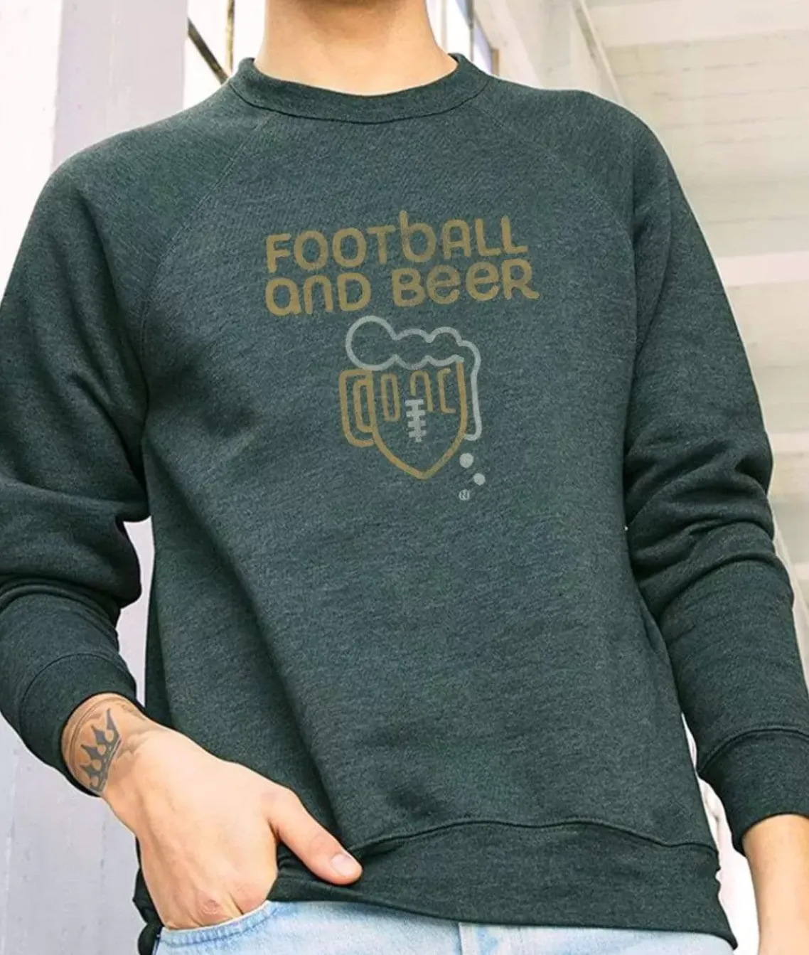 Men'S Ridiculously Soft Fleece Graphic Pullover Sweatshirt | Football And Beer