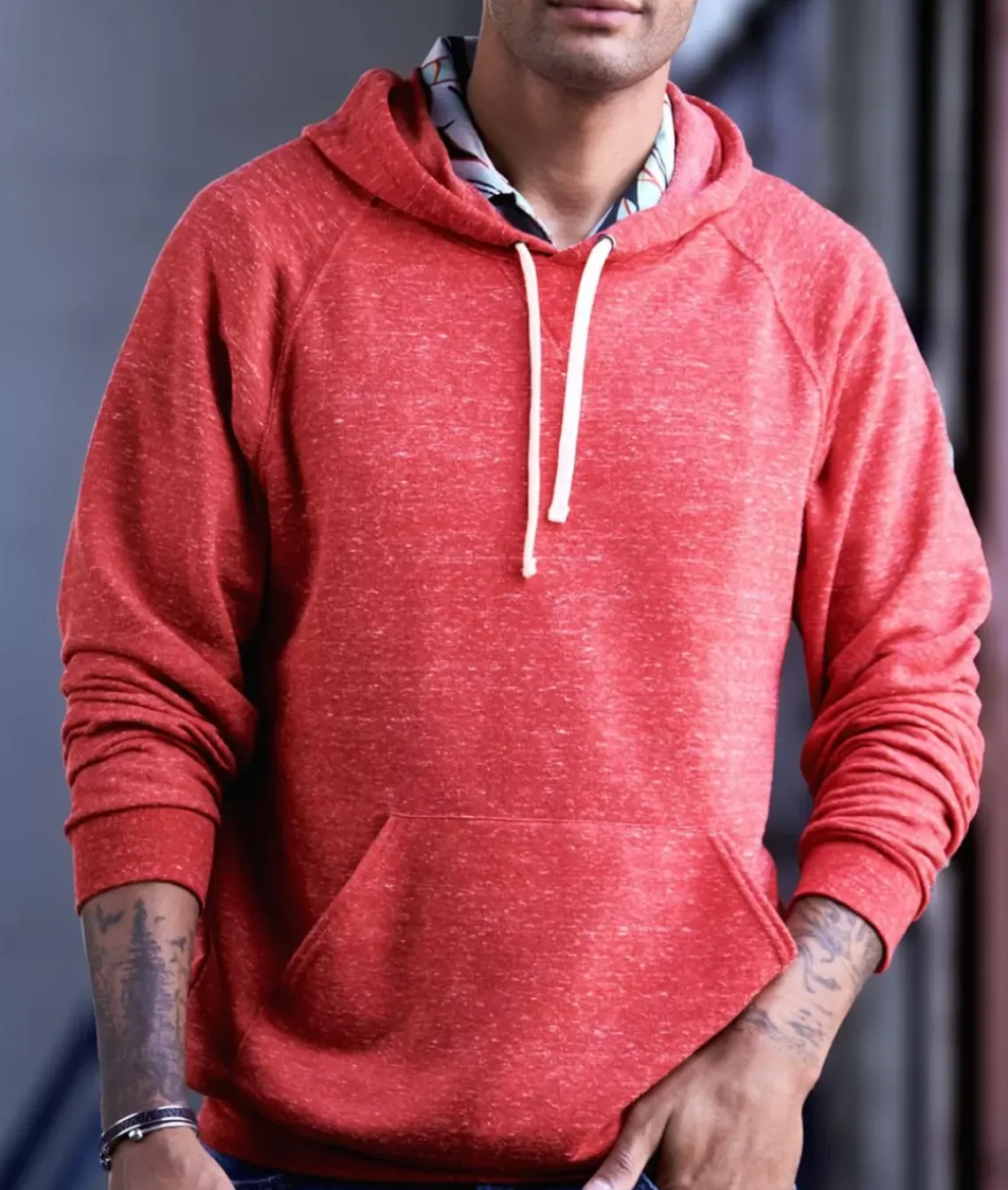 Men'S Soft Snow Heather French Terry Hoodie