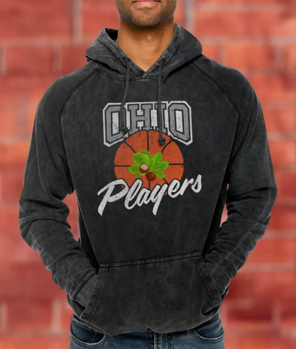 Men'S Vintage Raglan Graphic Hoodie | Ohio Players (Buckeye Leaf)