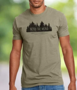 Ridiculously Soft Crew Neck Graphic T-Shirt | Mend The Mind-Treeline And Lake Graphic