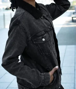 Unisex Soft Sherpa Lined Vintage Denim Jacket