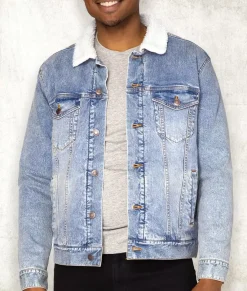Unisex Soft Sherpa Lined Vintage Denim Jacket