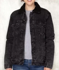 Unisex Soft Sherpa Lined Vintage Denim Jacket