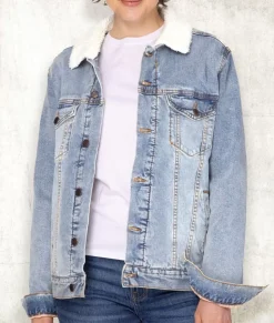 Unisex Soft Sherpa Lined Vintage Denim Jacket