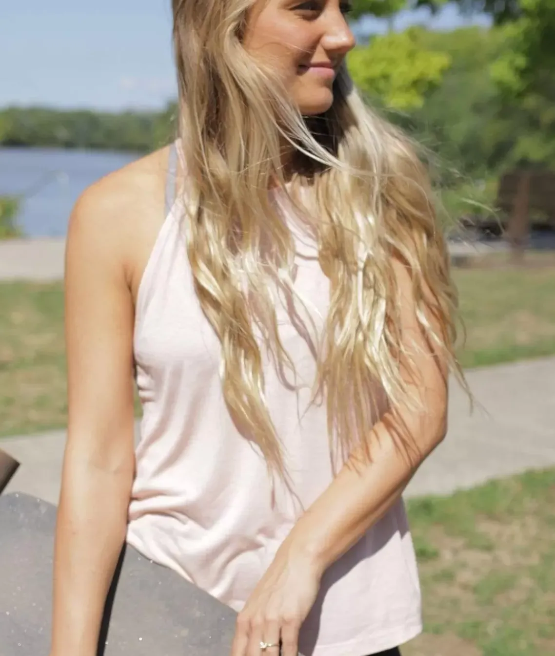 Women'S Ridiculously Soft Lightweight Flowy High Neck Tank Top