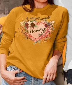 Women'S Ridiculously Soft Oversized Graphic Fleece Pullover | I Can Buy Myself Flowers