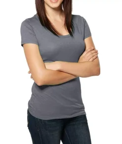 Women'S Ridiculously Soft Lightweight Deep Scoop-Neck T-Shirt