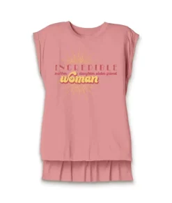 Women'S Ridiculously Soft Flowy Rolled Cuffs Graphic Muscle Tee | Incredible Woman