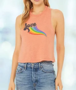 Women'S Ridiculously Soft Cropped Graphic Racerback Tank | Love