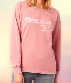 Women'S Soft Burnout French Terry Graphic Pullover | Here'S To Strong Women