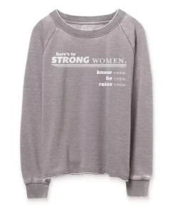 Women'S Soft Burnout French Terry Graphic Pullover | Here'S To Strong Women