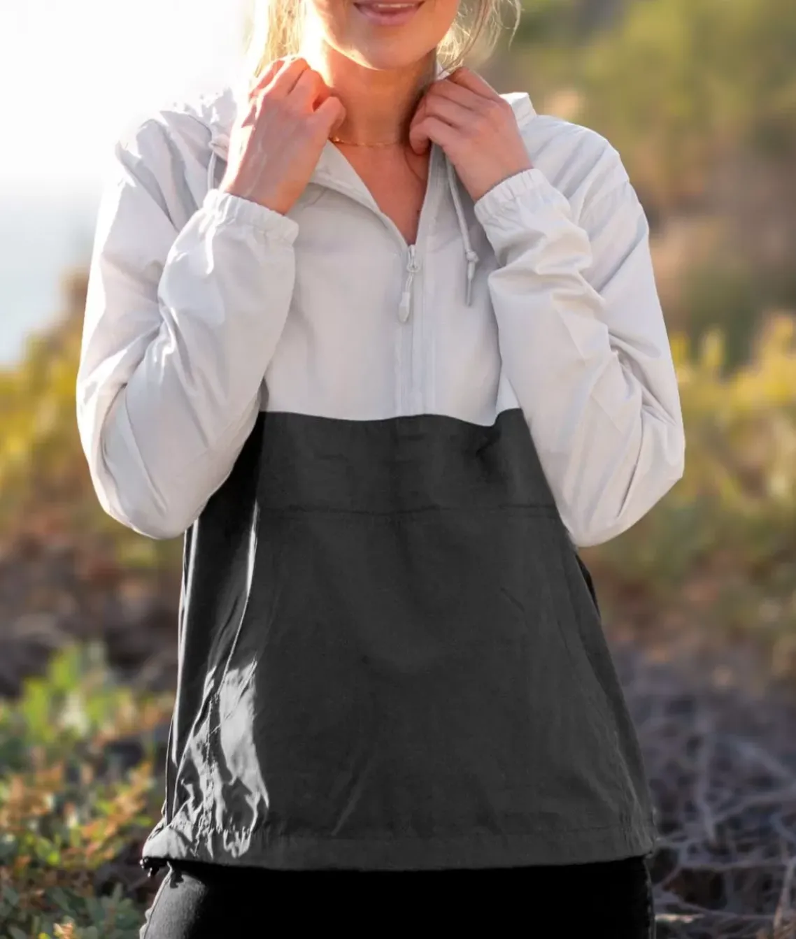 Women'S Soft Lightweight Oversized Half-Zip Pullover Windbreaker Anorak