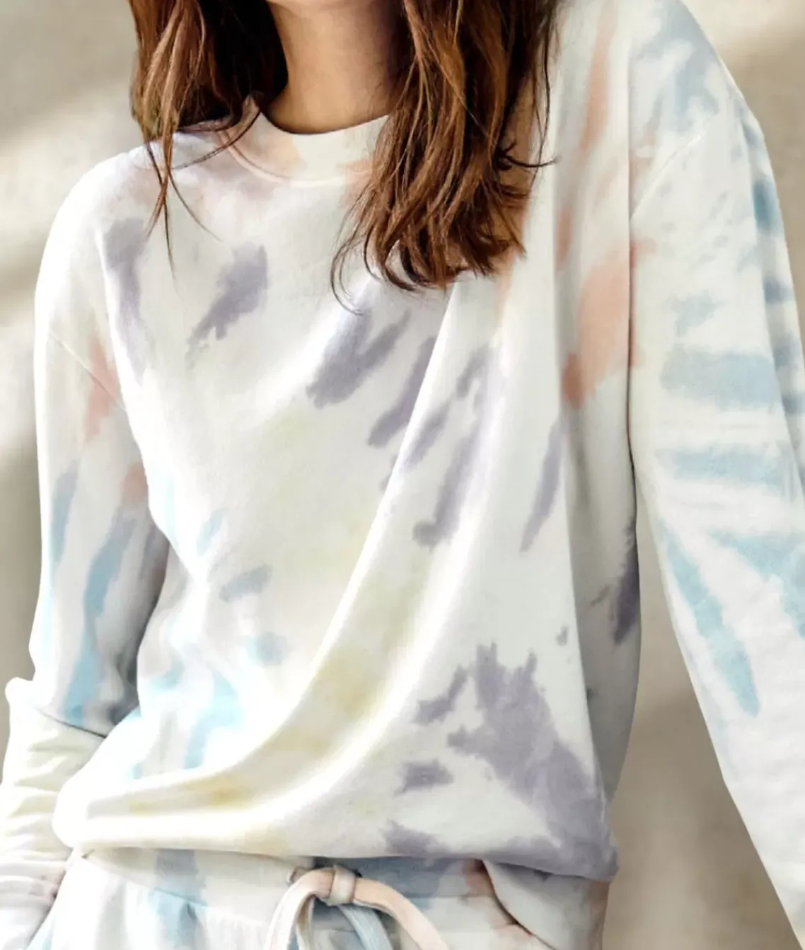 Women'S Soft Tie Dye Recycled Washed Terry Pullover Sweatshirt