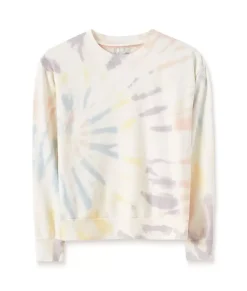 Women'S Soft Tie Dye Recycled Washed Terry Pullover Sweatshirt