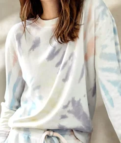 Women'S Soft Tie Dye Recycled Washed Terry Pullover Sweatshirt
