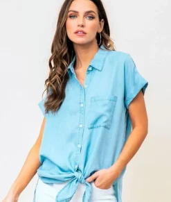 Women'S Tie Front Tencel Shirt/Discontinued